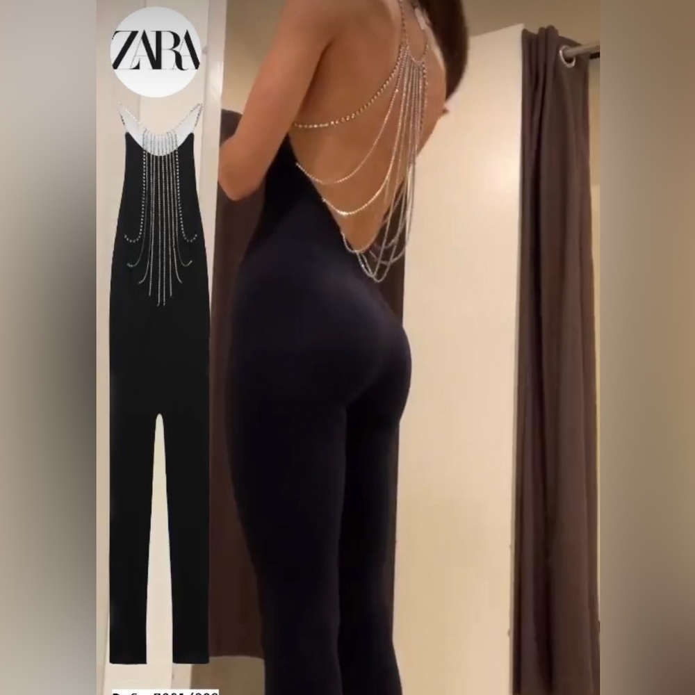 BNWT ZARA SEAMLESS LONG JEWEL JUMPSUIT SZ ML/LG